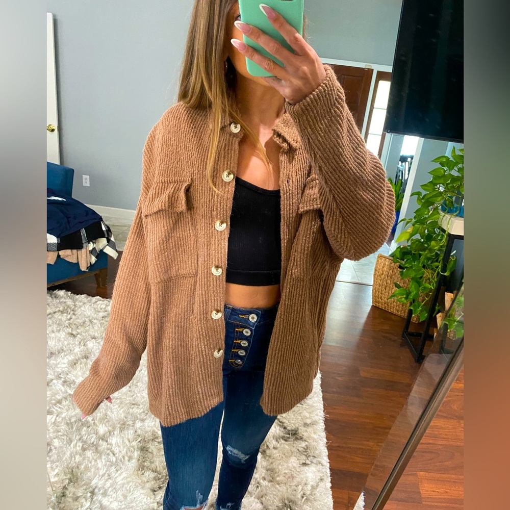 Vici Brown Button Shacket - image 1